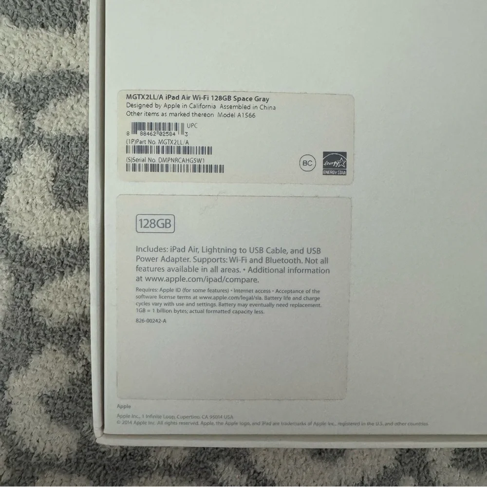 iPad Air 128GB Empty Box
